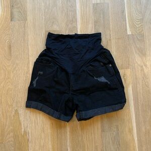 Old Navy Black Denim Maternity Shorts